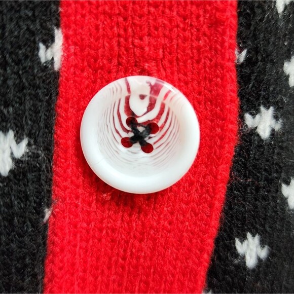 Coca Cola Cardigan Sweater XS Red Black White Bears Real Thing Pom Poms Novelty - Picture 12 of 12